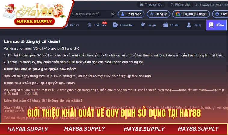 Điều khoản sử dụng HAY88 1 Giới thiệu khái quát về quy định sử dụng tại HAY88