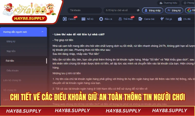 Chi tiết về các điều khoản giữ an toàn thông tin người chơi