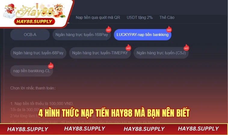 4 hình thức nạp tiền HAY88 mà bạn nên biết