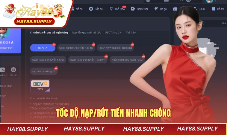 Tốc độ nạp/rút tiền nhanh chóng